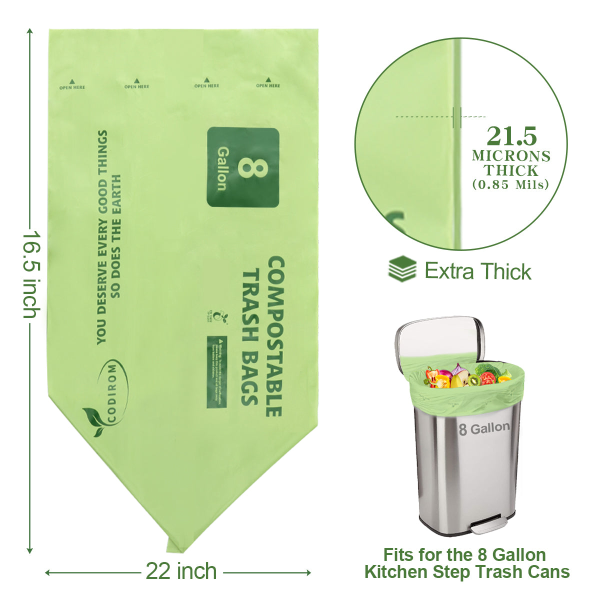 Full Circle - Recycling Tall Kitchen Trash Bags, 13 Gallon (70
