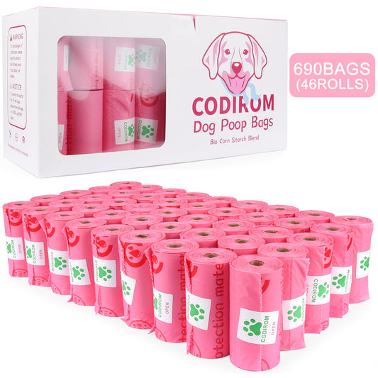 Biodegradable Eco-Friendly Dog Poop Bags 690 Counts 46 Rolls-PINK