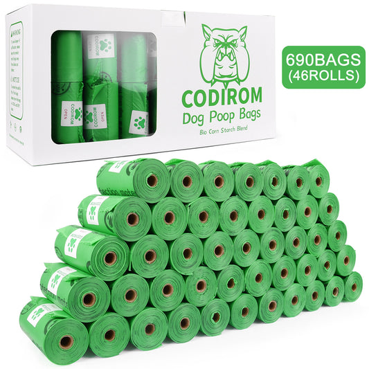 Biodegradable Eco-Friendly Dog Poop Bags 690 Counts 46 Rolls-GREEN